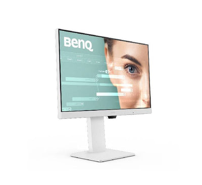 Rear and side profile showing the premium height adjustable stand and 90-degree pivot rotation on the BenQ GW2486TC monitor.