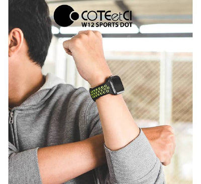 COTECi W12 Sports Dot Band for Apple Watch (44/45/46/49mm) Black + Yellow