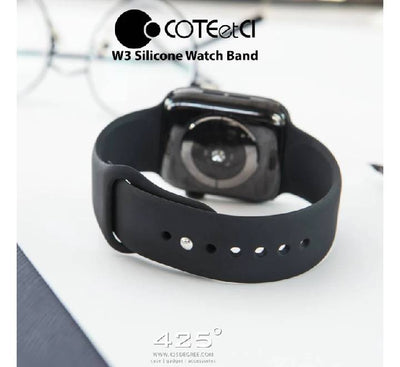 COTECi W3 Silicone Watch Band For Apple Watch (38/40/41/42mm) Black