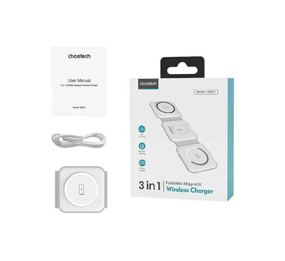 Choetech 3-in-1 Foldable Magnetic Wireless Charging Station (T588-F) White