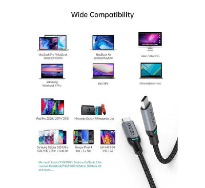 Choetech PD100W USB-C to USB-C Nylon Cable 1.8m (XCC-1002) Gray