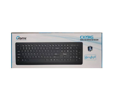 Crome CK191G wireless keyboard placed on a clean office desk setup in Yangon, Myanmar.