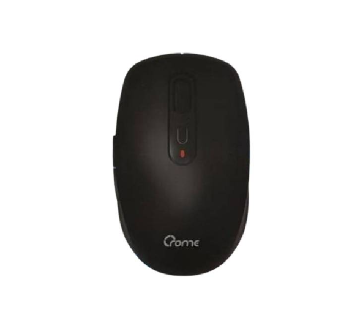 Crome CM519G wireless optical mouse in black, profile perspective view.