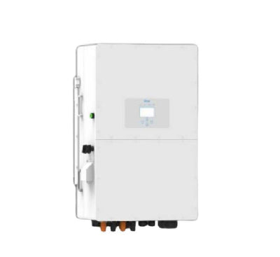 Deye SUN-20K-SG05LP3-EU-SM2 three-phase 20kW hybrid solar inverter face showing integrated color touch LCD control panel.
