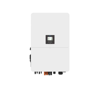 Bottom connection bay view of Deye 80kW hybrid inverter showcasing 6 MPPT terminal connectors and high-voltage battery links.