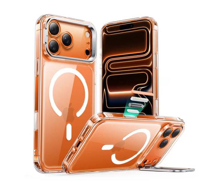 ESR Classic Hybrid Magnetic Case (Camera Control,Stash Stand) Compatible With iPhone 17 Pro Max (Clear)