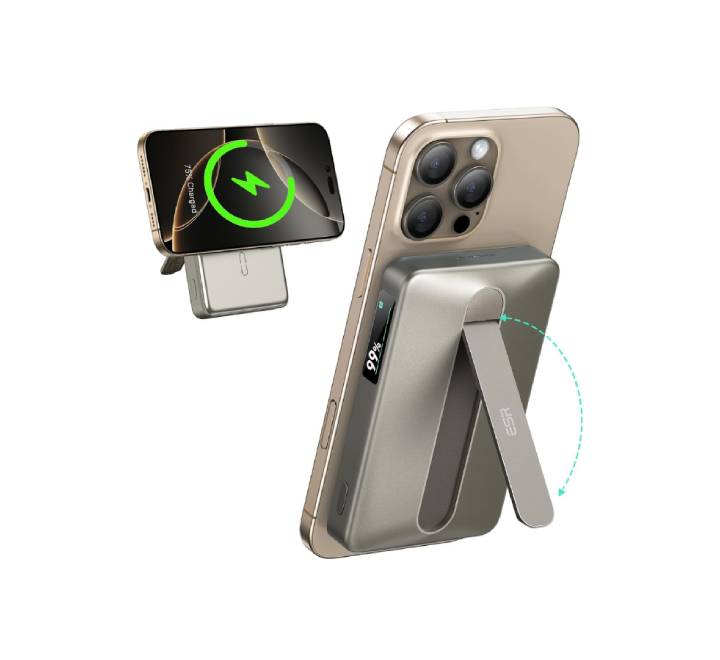 ESR Qi2 MagSlim Kickstand Power Bank 10000mAh (Titanium)