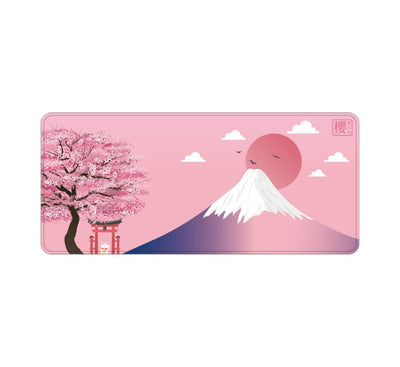 Fantech ATO MP905 Sakura edition extended gaming desk pad with pink cherry blossom aesthetic for clean white setup variants
