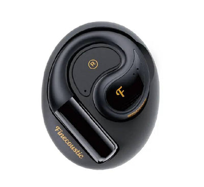 Fantech Groove OWS FT21 open wearable earbud set in classic matte black with matching smart charging case.