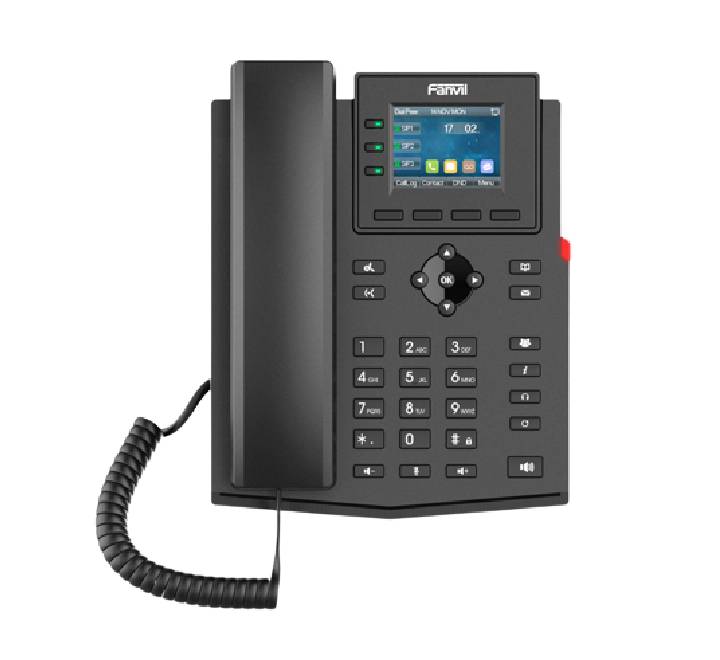 Fanvil X303W entry-level Wi-Fi IP phone featuring a 2.4-inch color screen on an office desk, available in Myanmar.