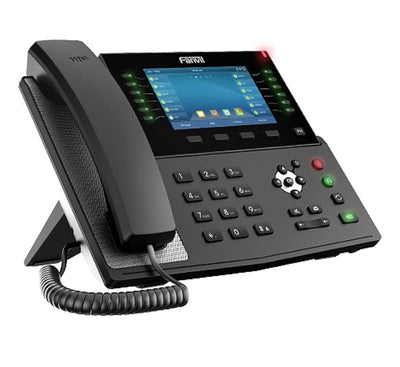 Fanvil X7 business phone showing interactive touch screen with up to 127 programmable digital DSS keys, ready for office distribution in Yangon.
