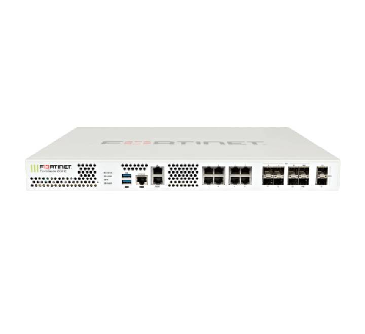 Fortinet FortiGate 601E next generation enterprise firewall appliance front view showing status LED indicators and network interface ports.