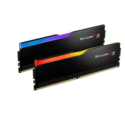 Macro close up view of the translucent top RGB lightbar and geometric ventilation holes on the G.Skill Ripjaws M5 desktop RAM