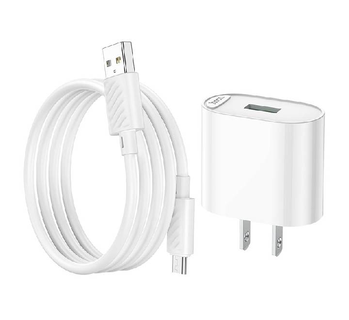 Hoco C109 Fighter Single Port QC3.0 Charger Set For Type-c (US) White