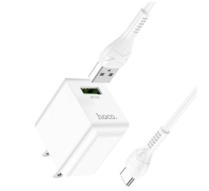 Hoco C98 Proton Single Port QC3.0 Charger Set (Type-c) US White