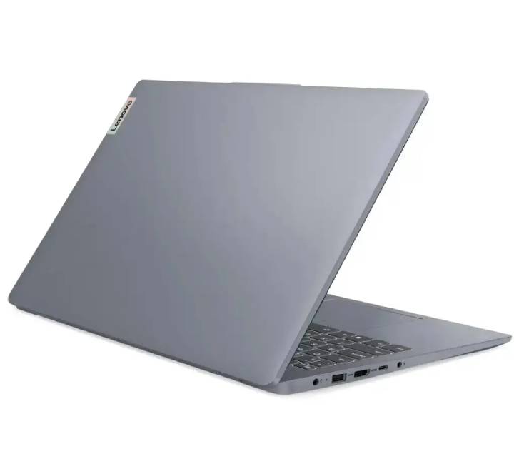 Side view showing thin lightweight design and USB connectivity ports of Lenovo IdeaPad Slim 3