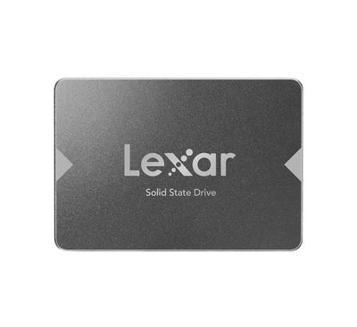 Lexar NS100 2.5-inch SATA III internal solid-state drive with 2TB capacity highlighting the slim dark gray casing design.