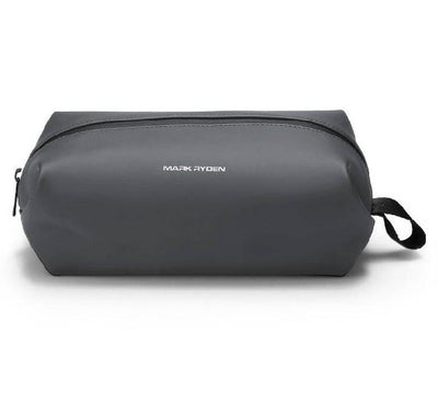 Minimalist space grey Mark Ryden MR35 Switchstorage VI lightweight PU leather toiletry bag standing on a modern shelf in Myanmar.