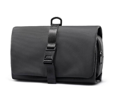 Mark Ryden MR59T Wet-Dry Separate Toiletry Bag in Elegant Black - Front view showing premium splash-resistant Oxford fabric.