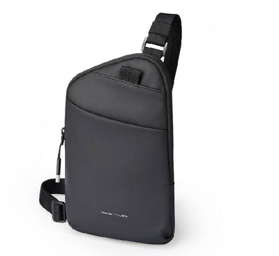 Minimalist black Mark Ryden MR732 ProCarry business sling bag displaying its sleek waterproof PU front panel profile in Myanmar.