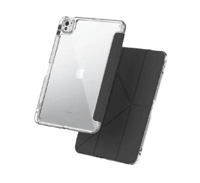 Mutural Clear Pro Folio Case for iPad M4, M3 & M2 Air 11"/ M2 Pro 11"/ Air 4/ Air 5 (Black)