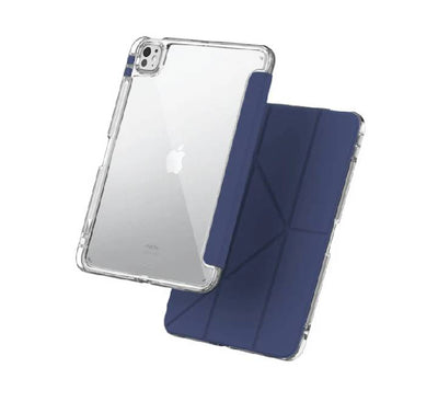 Mutural Clear Pro Folio Case for iPad M4, M3 & M2 Air 11"/ M2 Pro 11"/ Air 4/ Air 5 (Navy Blue)