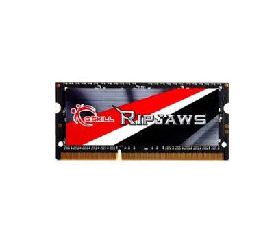 G.Skill 4GB DDR3L 1600MHz laptop RAM module (F3-1600C11S-4GRSL) showing the green circuit board and 1.35V specifications label.