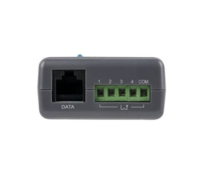 CyberPower EnviroSensor installed alongside an RMCARD SNMP management card inside a data center network rack for real-time climate monitoring in Myanmar.