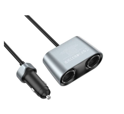 Hoco Z51 Establisher 147W(2C3A) 2-in-1 cigarette lighter car charger (Metal Gray)