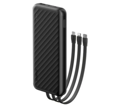 Oraimo Slice Link 10000mAh power bank model OPB-P5101 displaying its three integrated charging cables