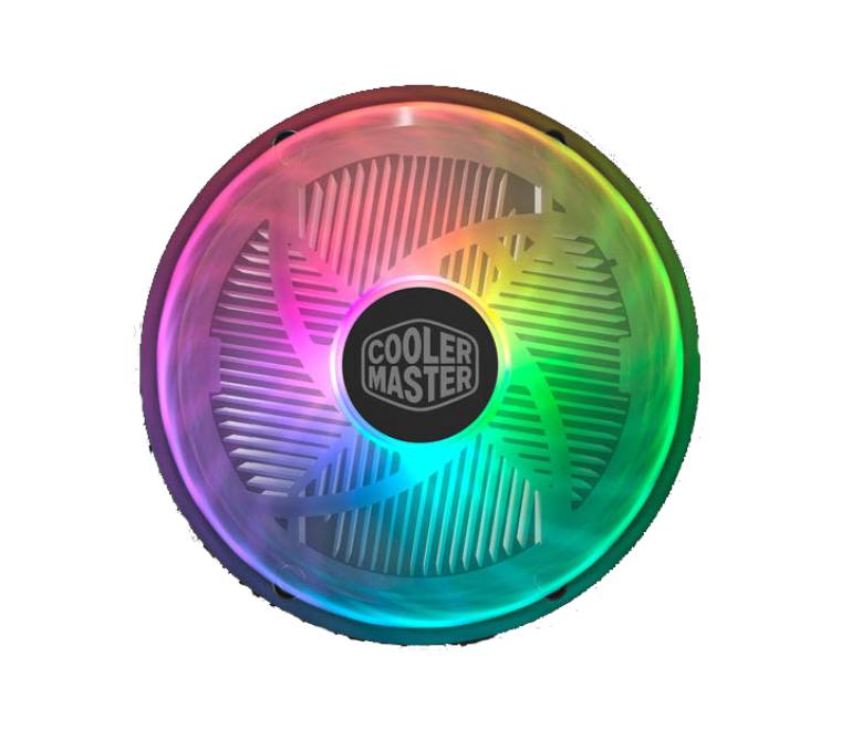 Cooler Master A71C ARGB low profile CPU air cooler showcasing vivid addressable RGB 120mm fan lighting for AMD Ryzen systems in Myanmar.