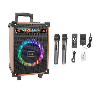 Hoco HA2 Wave Wireless Dual-Mic Outdoor BT Speaker (Wooden Pattern)