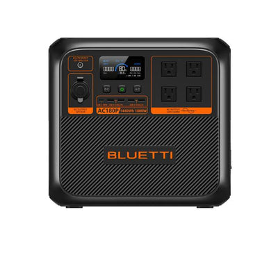 BLUETTI AC180P 1800W Portable Power Station in Charcoal Gray - 1440Wh LiFePO4 battery for home backup in Myanmar.