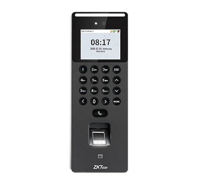 ZKTeco SenseFace 2A multi-biometric door access terminal in premium matte black casing, featuring face recognition camera and keypad layout.