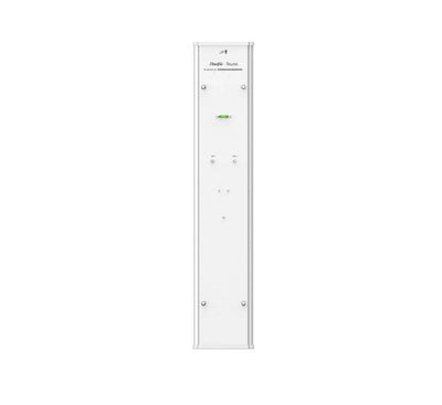 Rear panel profile view of white Ruijie RG-ANT20S-90 sector antenna highlighting standard AirMetro550G-B base station snap-in mount slot.