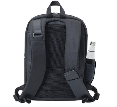Padded interior of Rivacase 8125 showing dedicated compartments for a 14" laptop and 10.1" tablet.