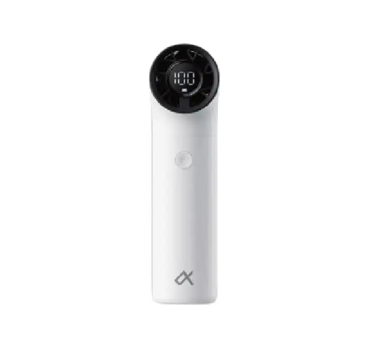 Alpha Aero ALPF02AE portable high-speed fan side view showcasing ergonomic turbine nozzle"
