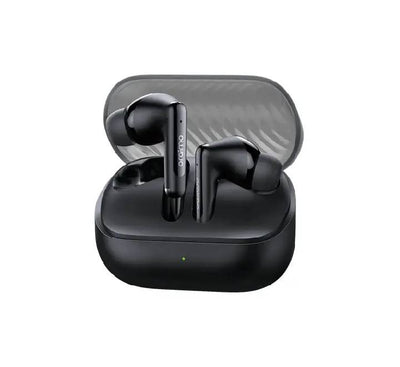 Oraimo SpaceBuds Neo OTW-323 true wireless earbuds sitting inside open charging case in Speed Black