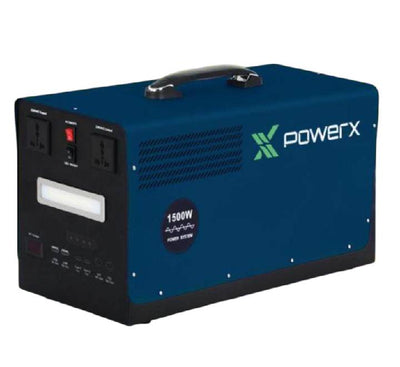 PowerX 1500W Portable Power Station PX-PS1500 with 1228Wh LiFePO4 battery capacity.