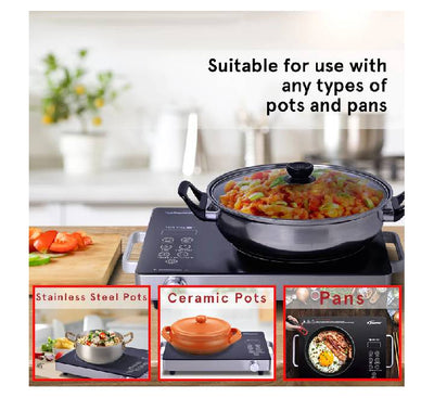 PowerPac PPIC831 infrared electric cooktop stove variant with slate gray structural casing and a heavy duty scratch resistant black crystallite glass cooking surface.