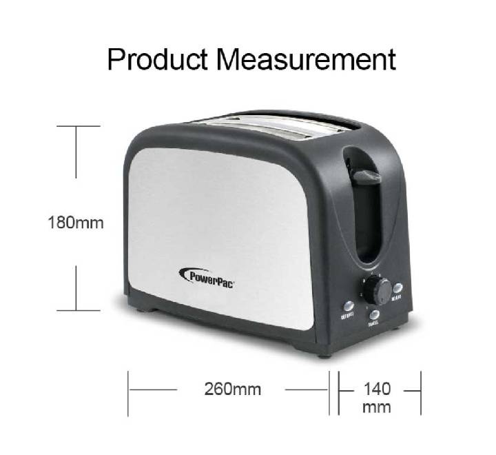 Powerpac PPT03 2 Slice Bread Toaster