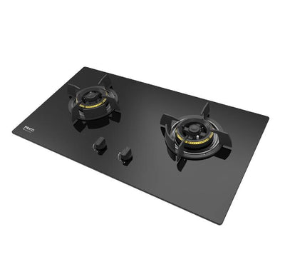 Prato PRT-KHB862GTG1 built-in 2 burner gas hob crystal black tempered glass price in Myanmar