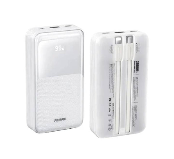 REMAX RPP-21 20000mAh Crystal Series With 2Fast Charging Cables Power Bank White (01020308W)