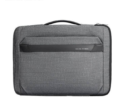 Mark Ryden MR19 Partner 15.6-inch business simple laptop case in tech grey, front view showing its slim profile and retractable handle.