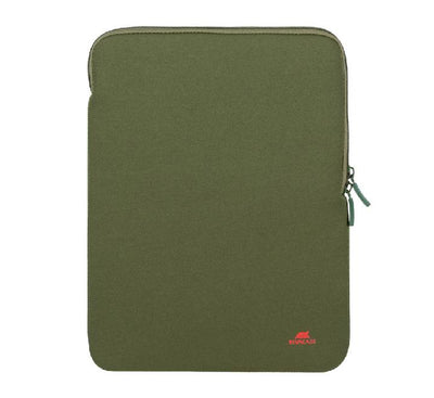 Rivacase 5221 Anti-Shock MacBook 13-inch vertical laptop sleeve in Khaki earth tone, main front view.