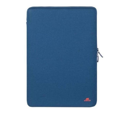 Rivacase 5224 Antishock vertical laptop sleeve in Dark Blue designed for 15-inch MacBook Air, full front aesthetic display.
