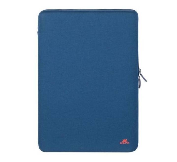 Rivacase 5224 Antishock vertical laptop sleeve in Dark Blue designed for 15-inch MacBook Air, full front aesthetic display.