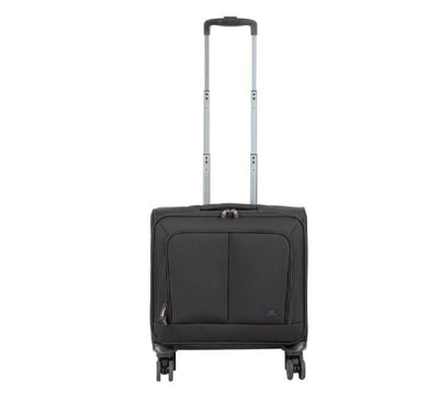 Rivacase 8481 ECO black travel carry-on luggage with 4 wheels, official cabin size for flights in Myanmar.