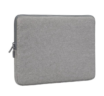 Rivacase 7705 Suzuka ECO 15.6 inch laptop sleeve in Grey, front profile view highlighting the minimalist textured eco-friendly design.