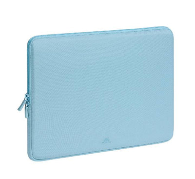 Rivacase 7705 Suzuka ECO 15.6 inch laptop sleeve in Pastel Blue, front view displaying the modern eco-conscious fabric texture.